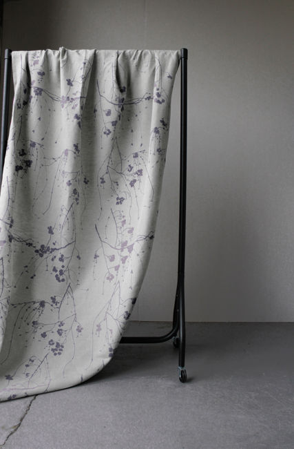 Berry Powder Plum - Natural fabric with pale Purple print