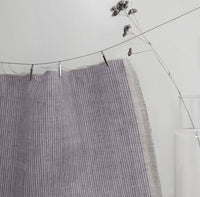 Laila Powder Plum - Curtain fabric with faded Purple stripes