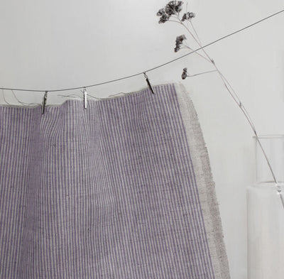 Laila Powder Plum - Curtain fabric with faded Purple stripes