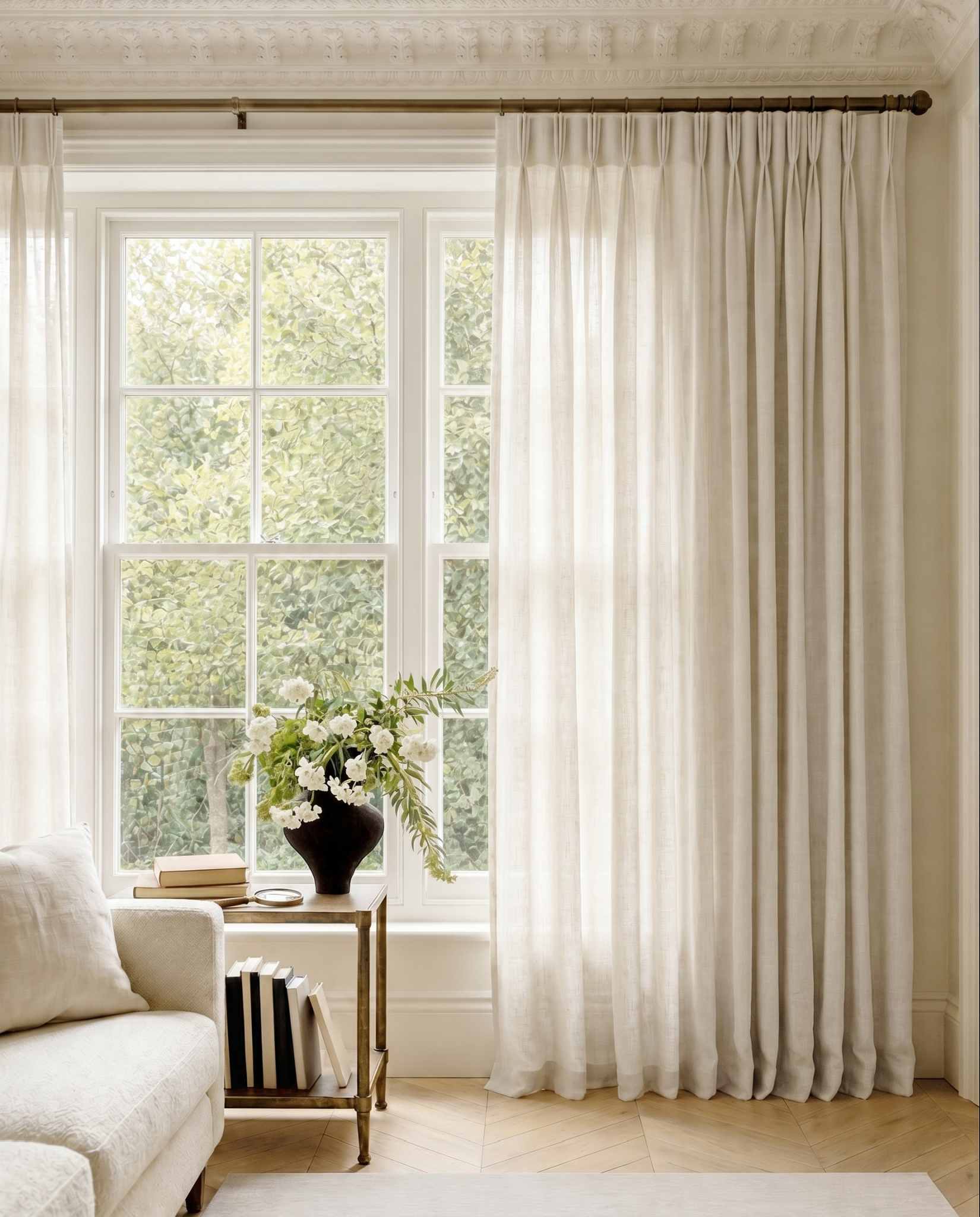 Pure White Triple pleat curtains