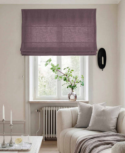 Purple Linen Roman blind - Cotton lined. Made of pre-washed 100% linen Bianco Plum by Ada & Ina.