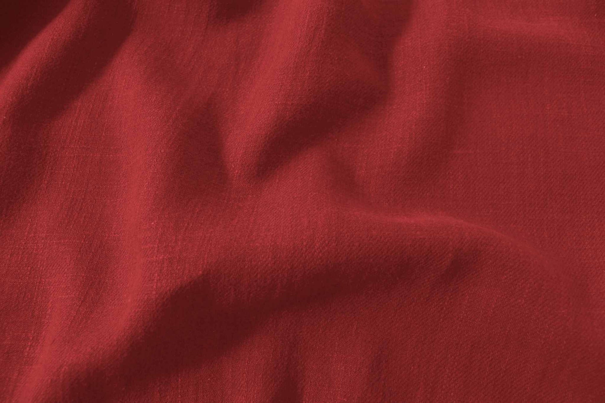 Red Linen Cotton fabric. Very soft - close-up. Enni Coral by Ada & Ina