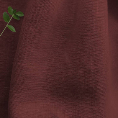 Red 100% Linen Fabric - close-up. Bea Saffron by Ada & Ina Fabrics