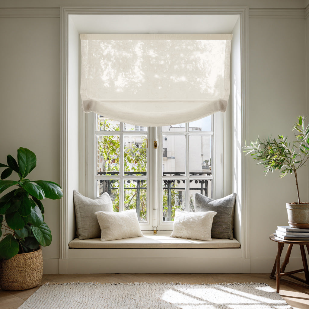 Relaxed Blind - made of sheer linen curtain fabric Agneta