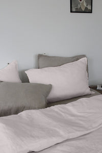 Pale Pink King Linen Duvet Cover and Pillowcases, colour Rose Blush
