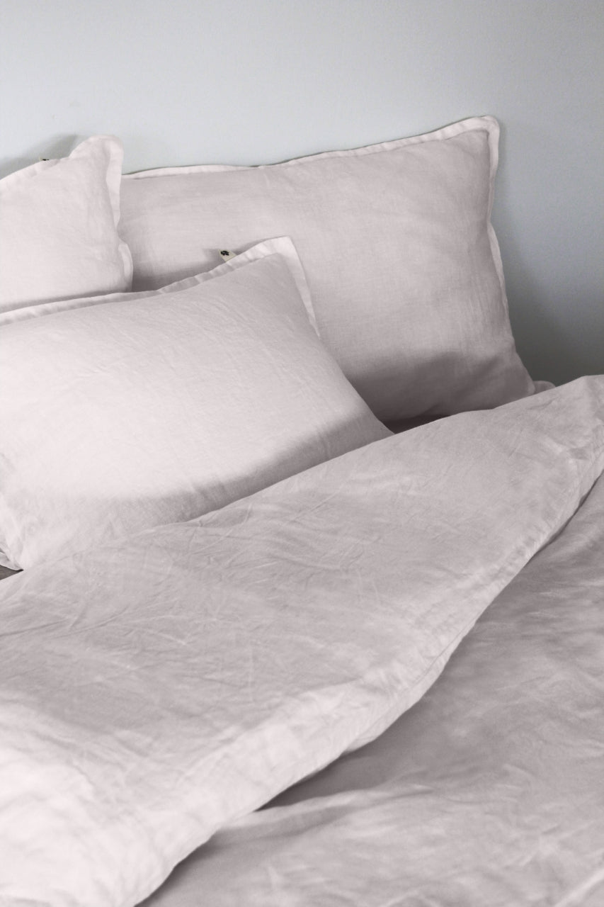 Pale Pink King Linen Duvet Cover and Pillowcases, colour Rose Blush