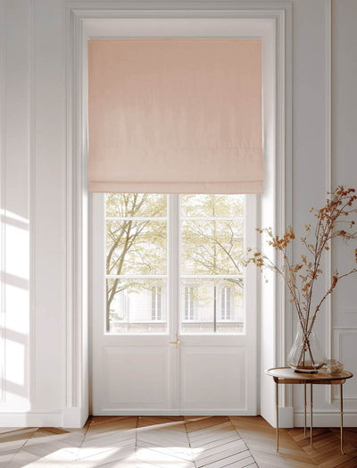 Pink Roman blind made of Amara Rose Dream 100% cotton fabric