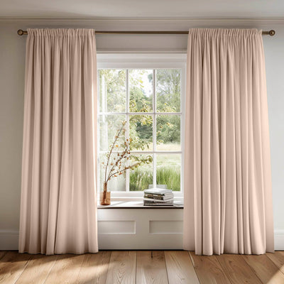 Pink curtains made of Amara Rose Dream 100% cotton fabric