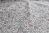 Ruth Peony- Linen Curtain Fabric - Grey & Pale Pink Botanical Pattern
