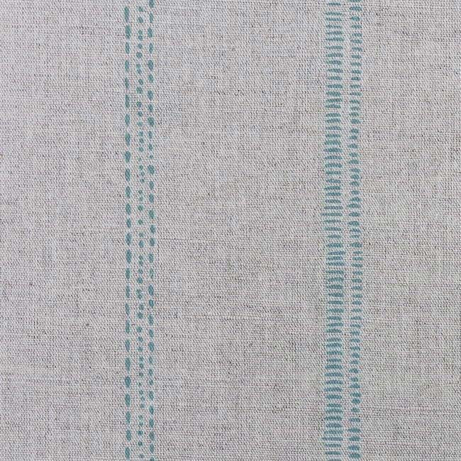 Rae Sage - Curtain fabric with green hand drawn stripes