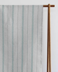 Elise Sage - Linen Cotton mix curtain fabric, Grey & Green stripes
