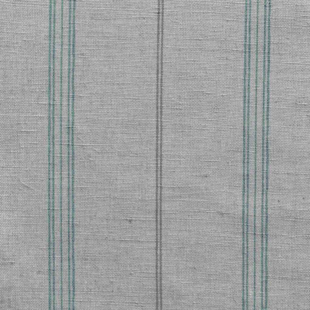 Elise Sage - Linen Cotton mix curtain fabric, Grey & Green stripes