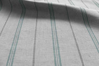 Elise Sage - Linen Cotton mix curtain fabric, Grey & Green stripes