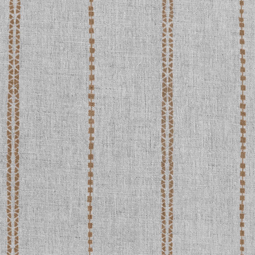Inga-NAT Sand- Natural fabric with Brown decorative stripes, Linen Cotton mix