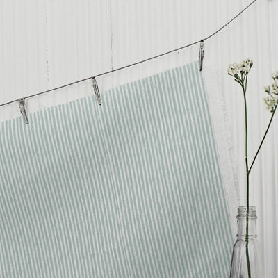 Maisa Sea Breeze - Linen curtain fabric, light Blue stripes