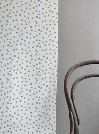 Dottie Shadow Blue-WHT - Dotted fabric with Blue spots, 100% Linen