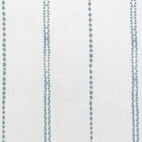 Inga Shadow Blue - White fabric with Blue decorative stripes, 100% Linen