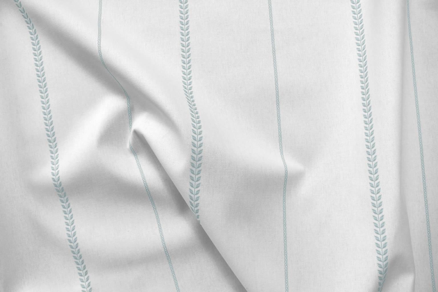 Berit Shadow Blue - curtain fabric with Light Blue striped print