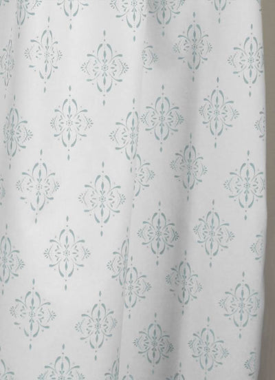 Britt Shadow Blue - curtain fabric with Light Blue abstract print