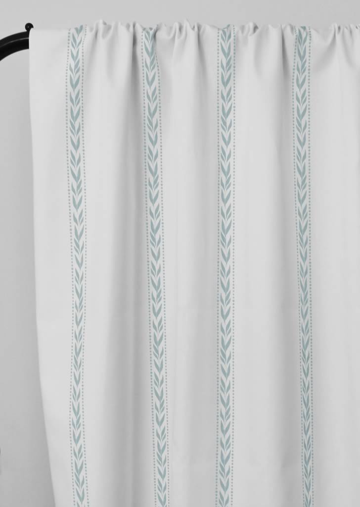 Helena Shadow Blue - curtain fabric with Light Blue striped print