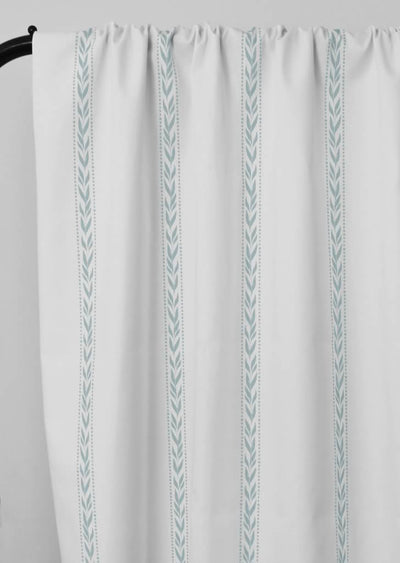 Helena Shadow Blue - curtain fabric with Light Blue striped print