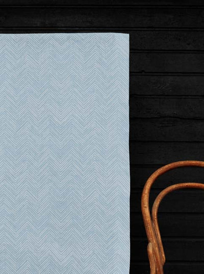 Lulu Shadow Blue - White fabric with Shadow Blue Print. Abstract Print, 100% Linen
