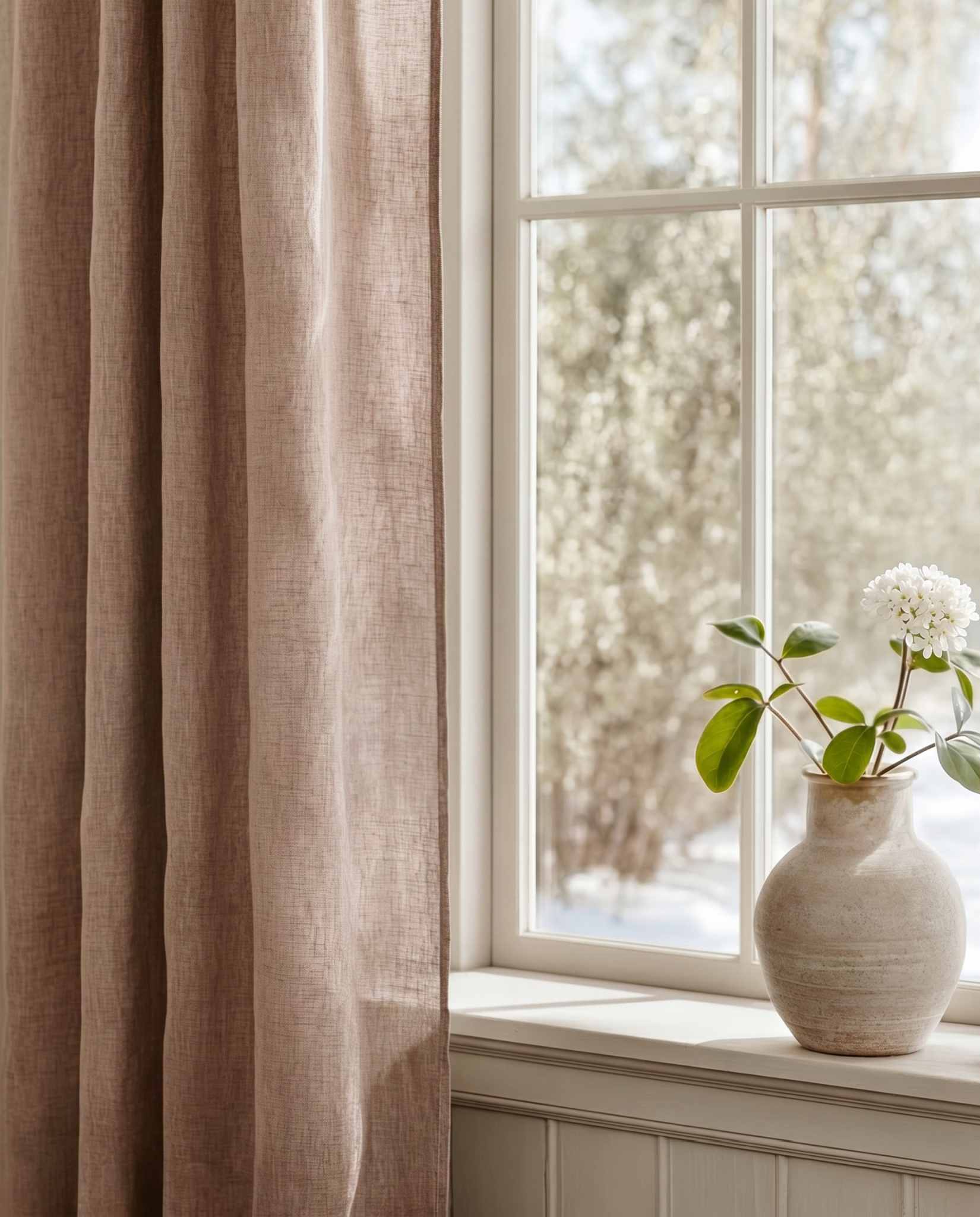Subtle Pink Bespoke Curtain - close-up. Linara Sandy Rose by Ada & Ina