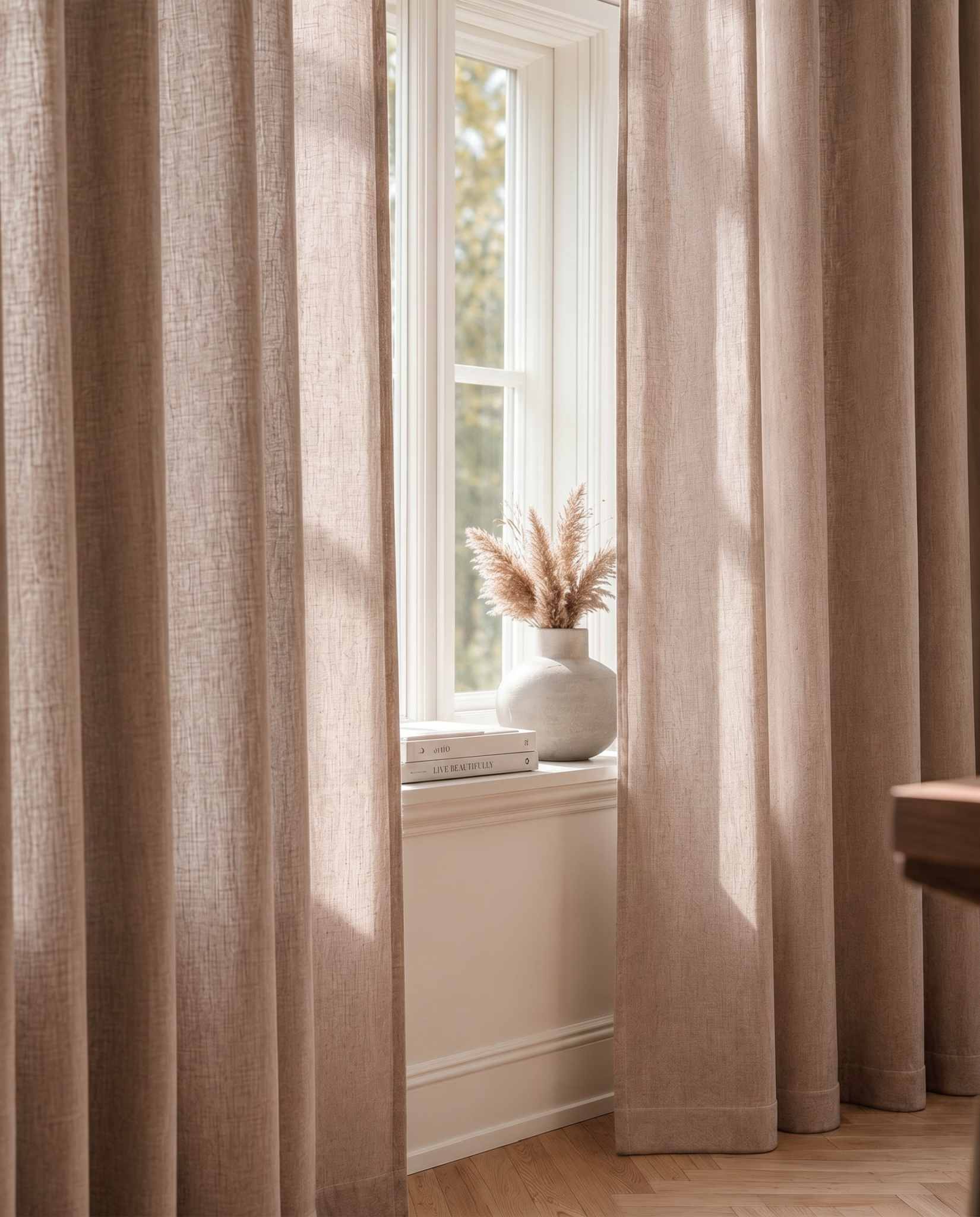 Subtle Pink Lined Linen curtains. Linara Sandy Rose by Ada & Ina