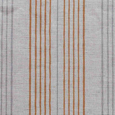 Else-Tangerine -  Linen Cotton mix curtain fabric, Orange & Grey stripes