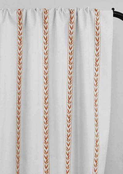 Helena Terracotta - curtain fabric with Orange striped print