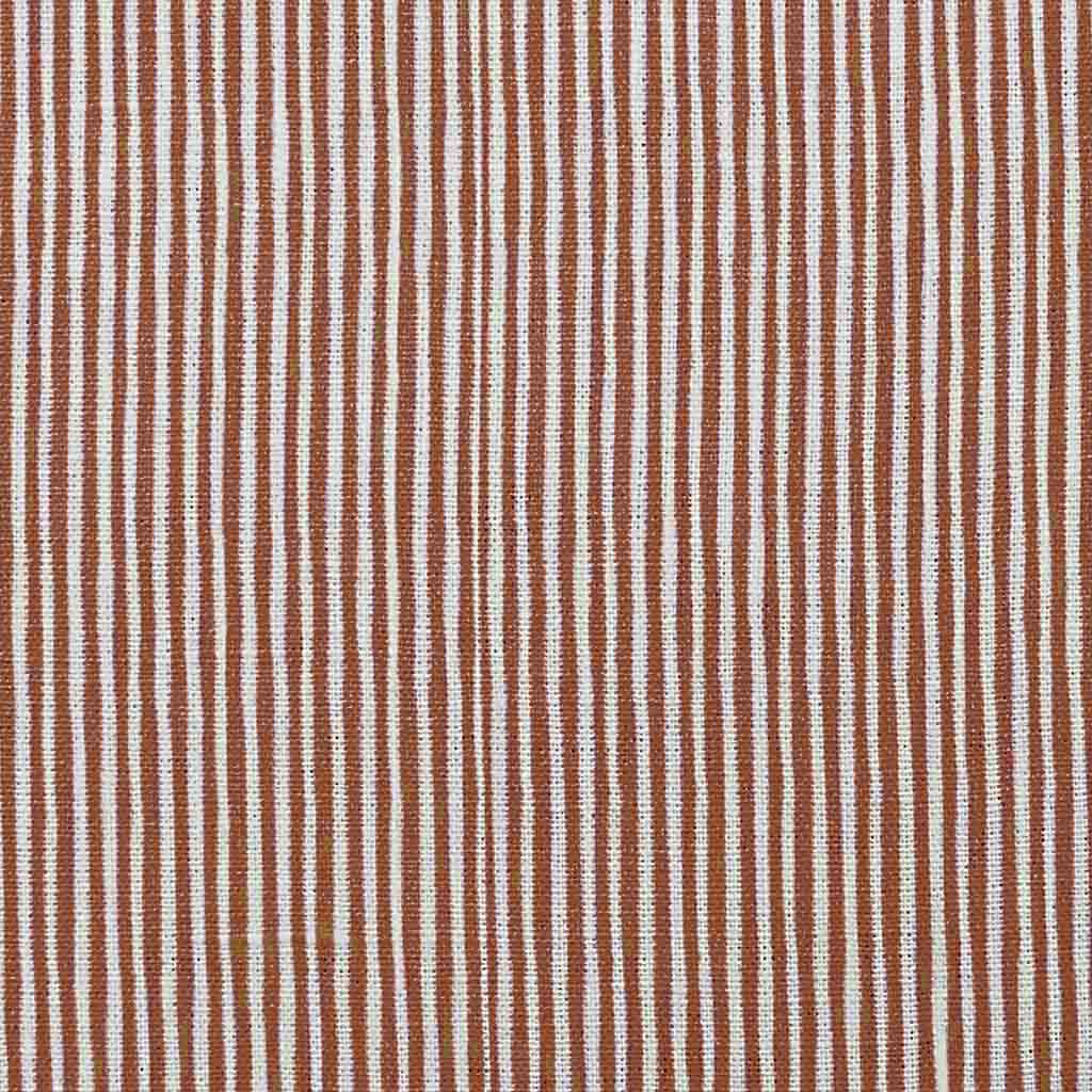 Maisa Terracotta - Linen curtain fabric, Orange stripes