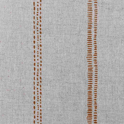 Rae Terracotta - Curtain fabric with Orange hand drawn stripes