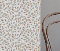 Goldie Terracotta-WHT  - White curtain fabric with Orange botanical print