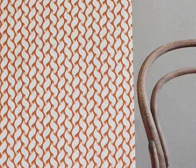 Isla Terracotta - Curtain fabric with Orange abstract print