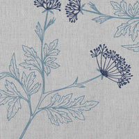 Emmy True Blue - Natural fabric with botanical Light Blue and Dark Blue print