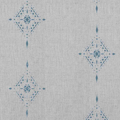 Kaisley True Blue - Natural curtain fabric with Light Blue Abstract print