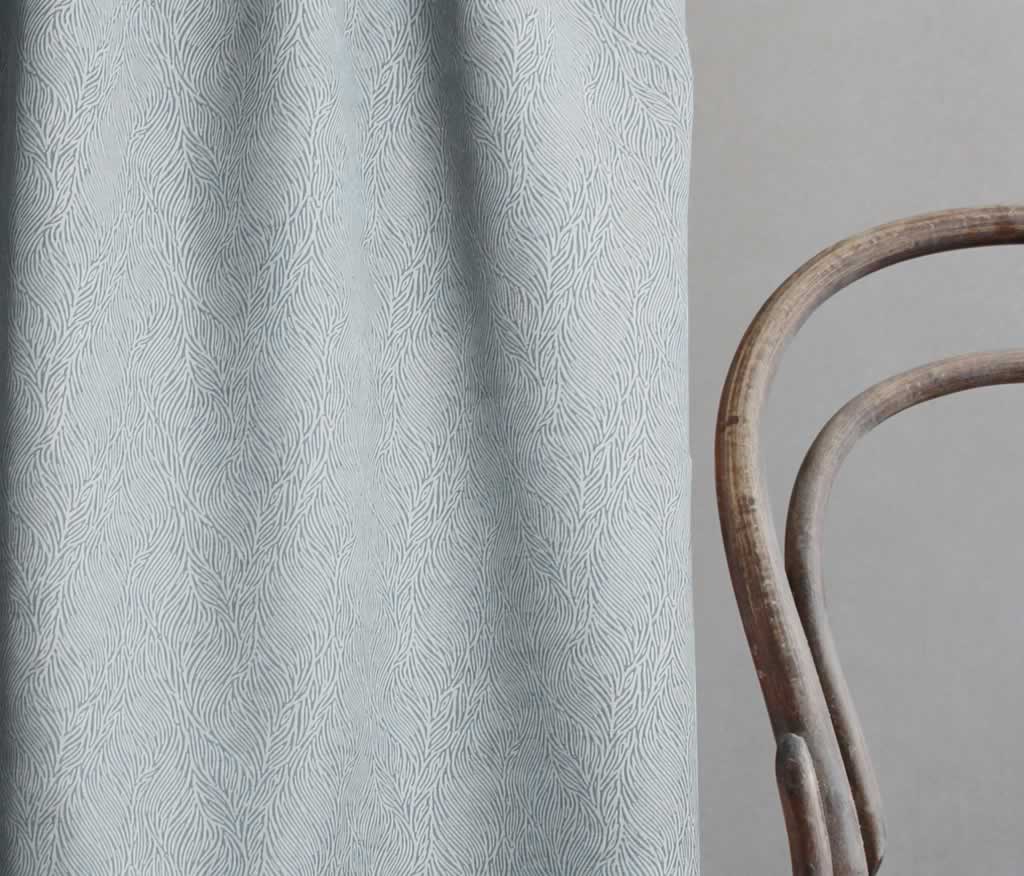 Erica True Blue - Curtain fabric with Light Blue abstract print