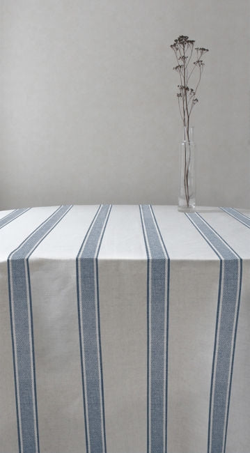 Bella True Blue - Curtain fabric with Blue stripes