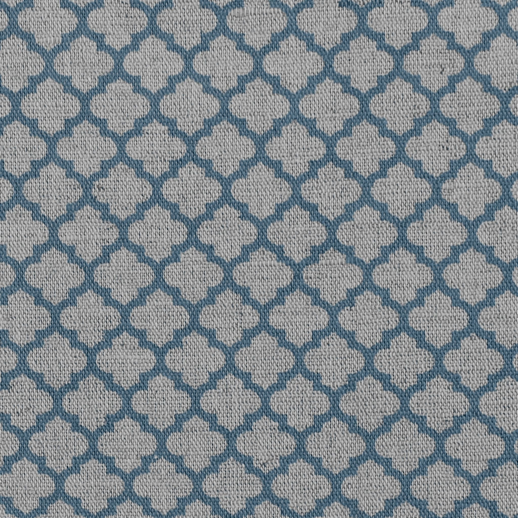 Jonna True Blue - Curtain fabric, blue moroccan clover pattern