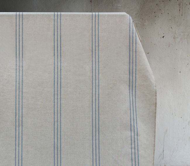 Telma True Blue - Curtain fabric with Blue stripes