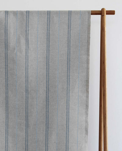 Elise True Blue- Linen Cotton mix curtain fabric, True Blue & Sky Blue stripes