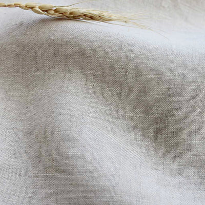 Vilma Oatmeal 300cm - Light Natural wide linen fabric - close-up detail shot