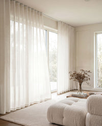 Sheer White Curtains in Linen Fabric - Made to  Measure Curtains