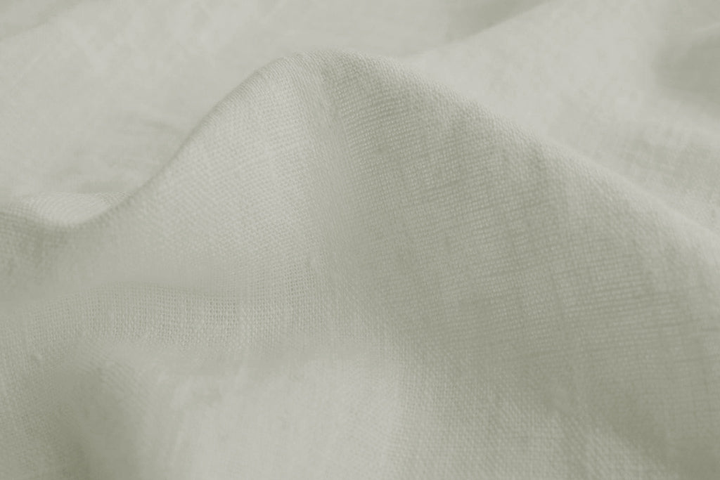 Bianco White - White 100% Linen Fabric Prewashed - close up photo