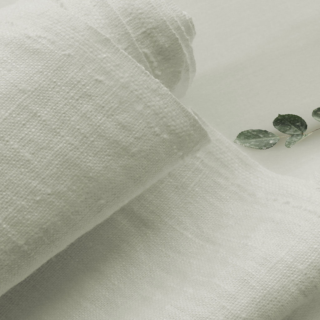 Bianco White - White 100% Linen Fabric Prewashed