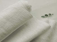 Bianco White - White 100% Linen Fabric Prewashed
