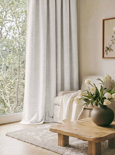 White Made to measure linen curtains - Blackout lined heavy Linen curtains. Greta White.
