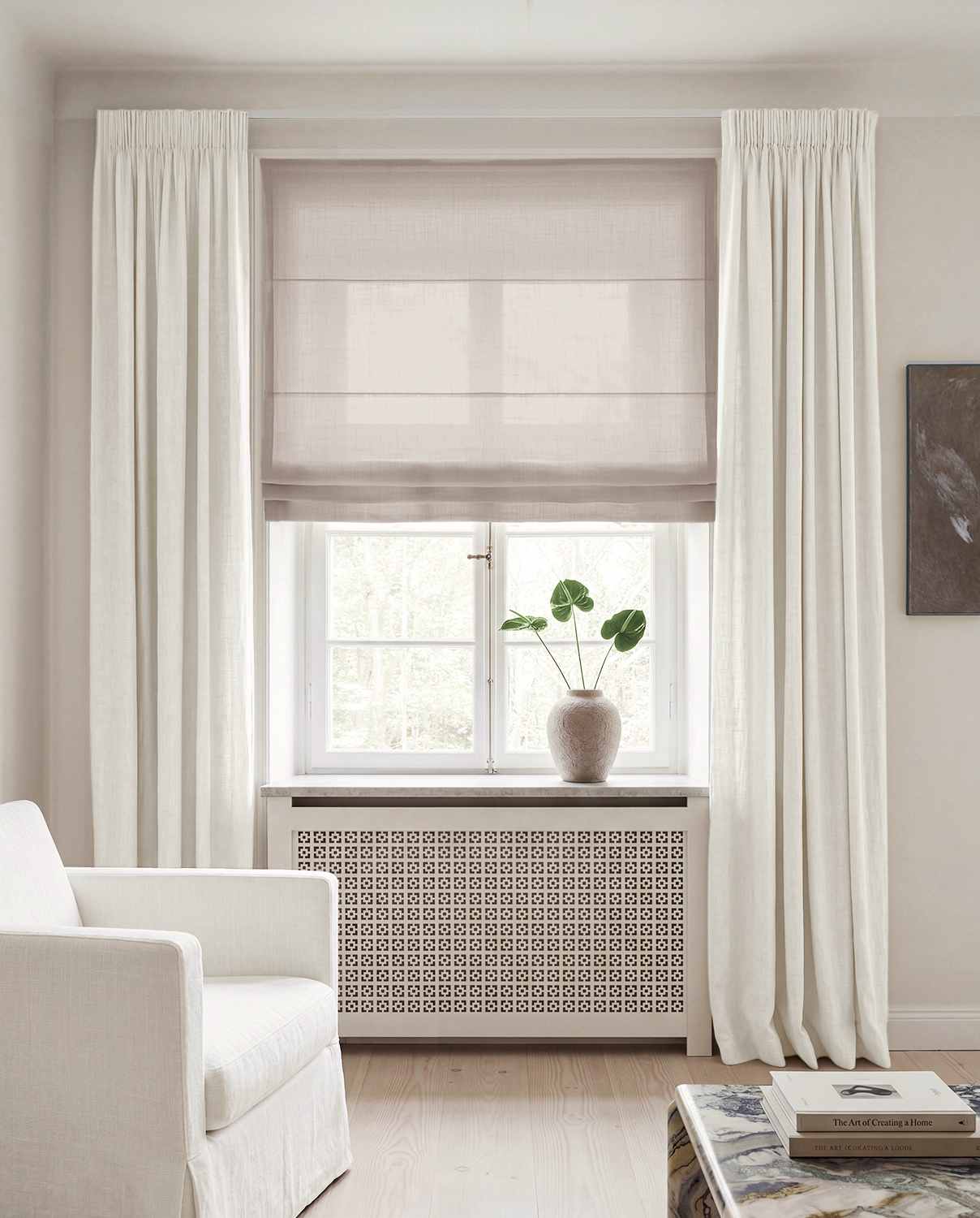 White Linen curtains blackout lined - pre-washed linen. Bianco Pure White by Ada & Ina.