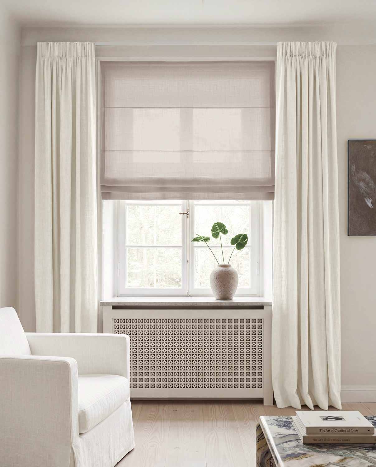 White Linen curtains blackout lined - pre-washed linen. Bianco White by Ada & Ina.