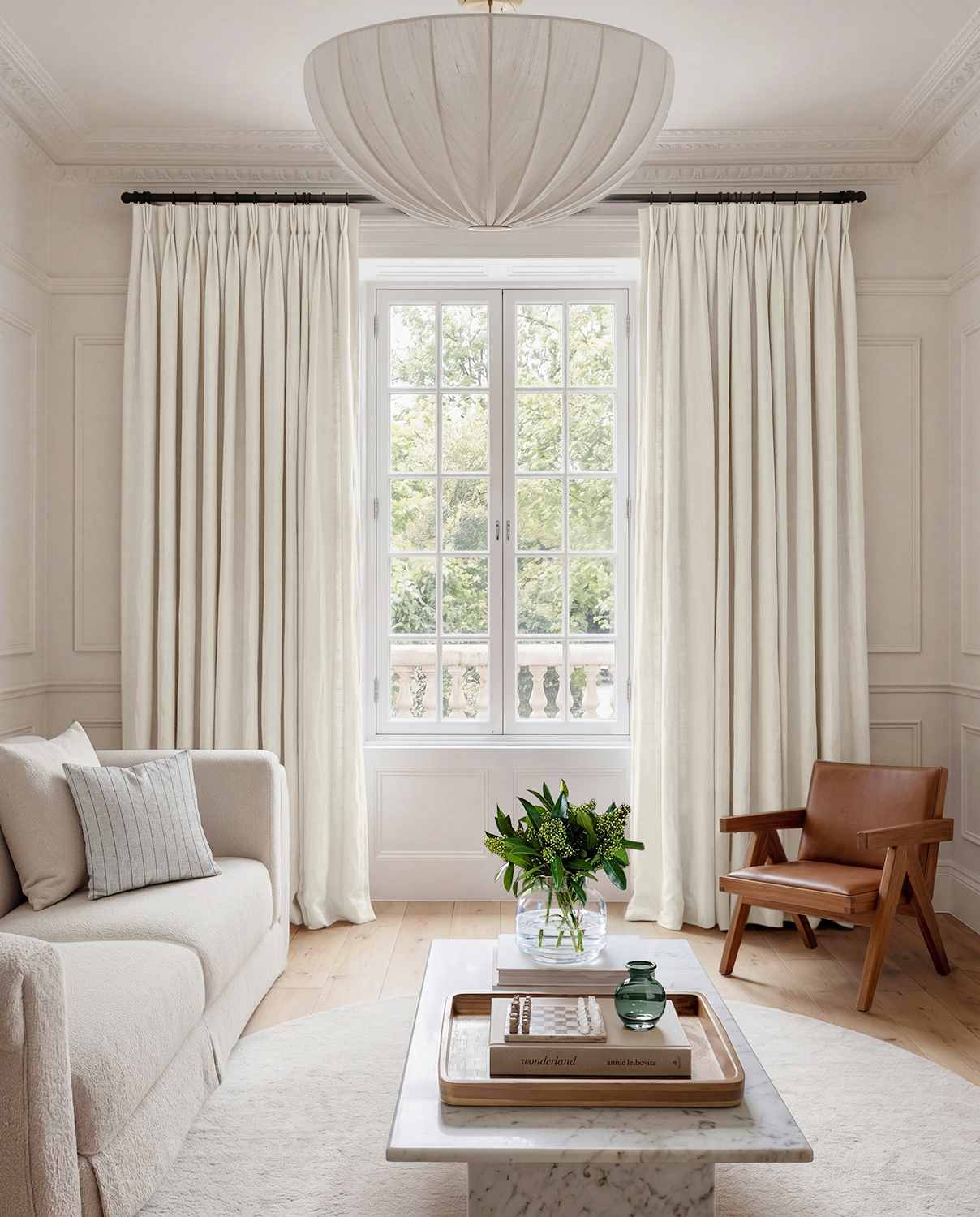 White Linen Living room curtains - 100% pre-washed linen. Bianco Pure White by Ada & Ina.